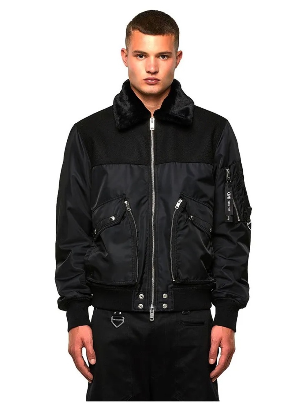 Diesel Mens Black W-Louis Bomber Jacket